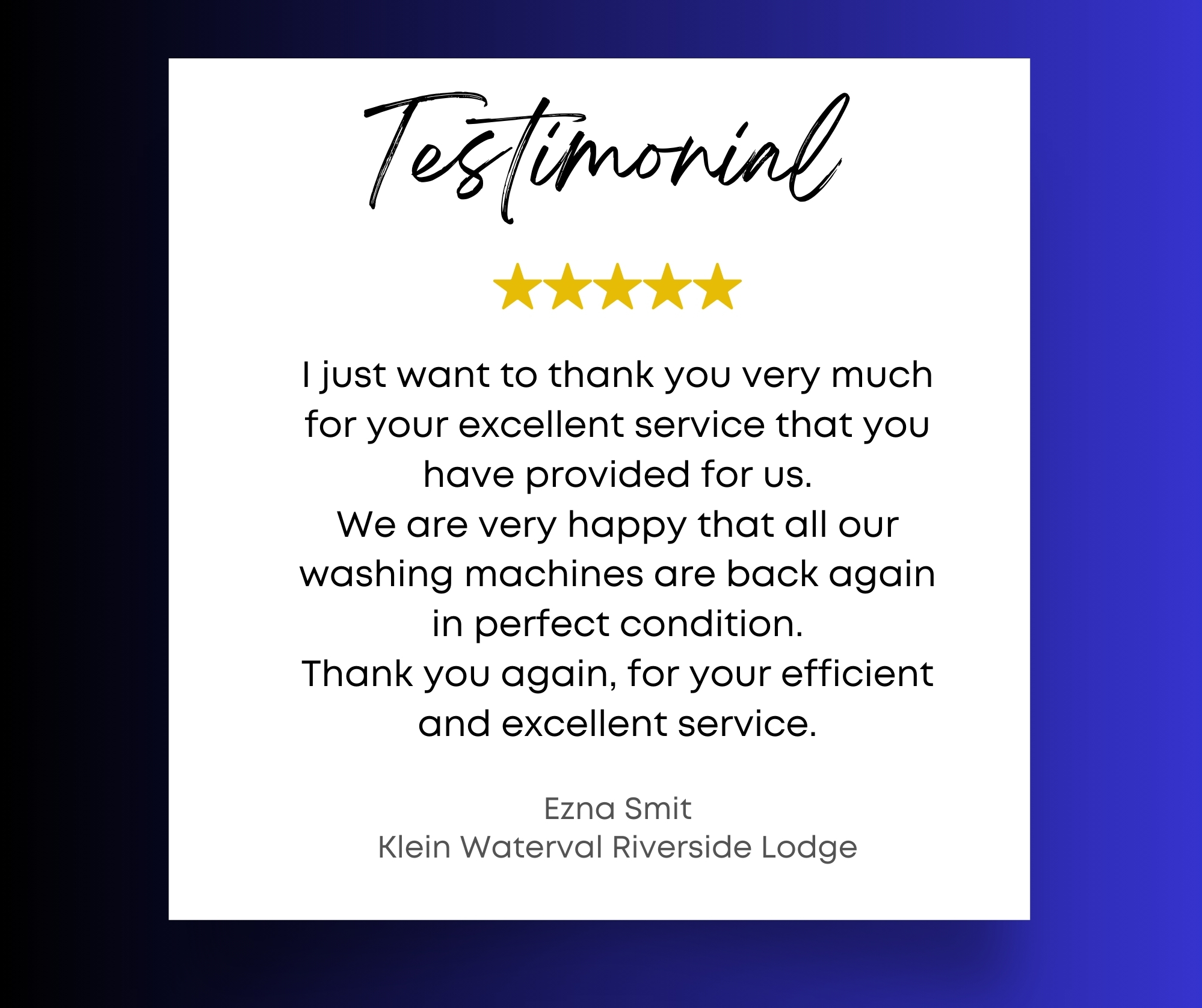 Testimonials Boland refrigeration Repairs and Sales